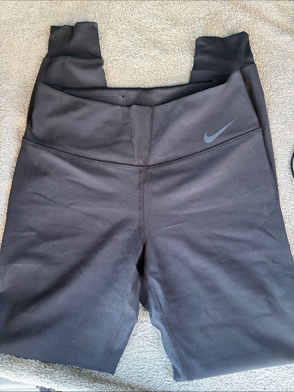 Nike Black Ribbed-Waist Athletic Biker leggings. 3/4 length